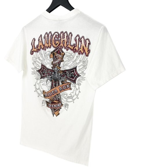 2009 LAUGHLIN RIVER RUN CROSS White Graphic T-Shirt Size S - Picture 12 of 16